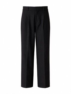 Kenzo Jeans Black Wool Trousers Size 36 High Rise Straight Leg Side Stripe